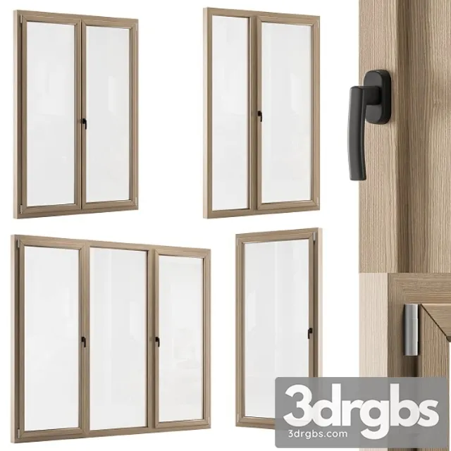 Wooden window modern – windows set 01 3D Model Download