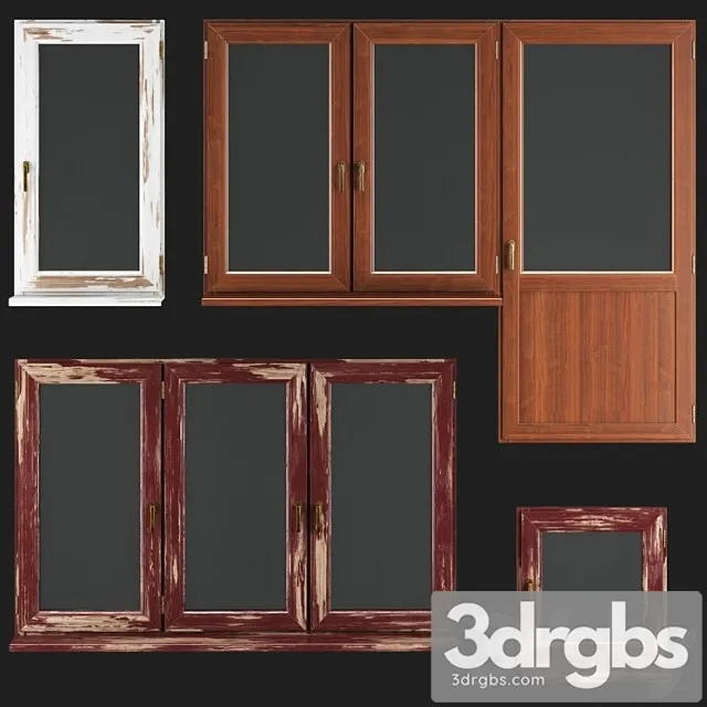 Wooden windows 3D Model Download