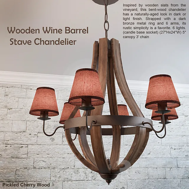 Wooden Wine Barrel Stave Chandelier 3D Model Wooden Wine Barrel Stave Chandelier 3D Model