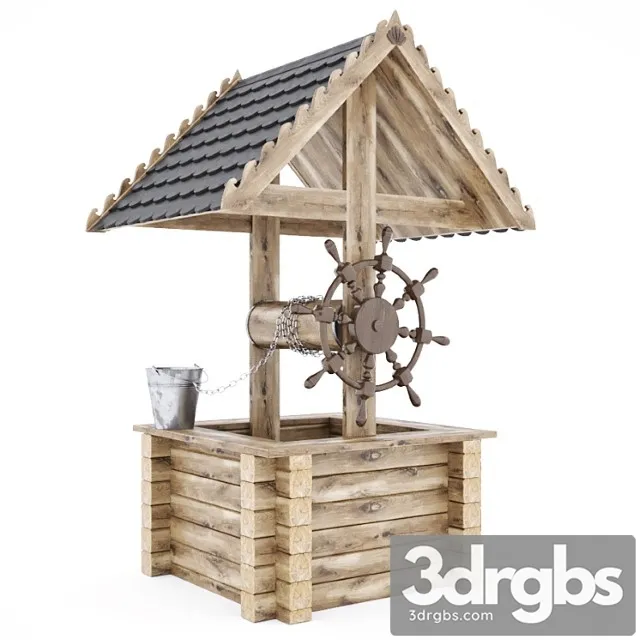 Wooden Wishing Well 3D Model Download