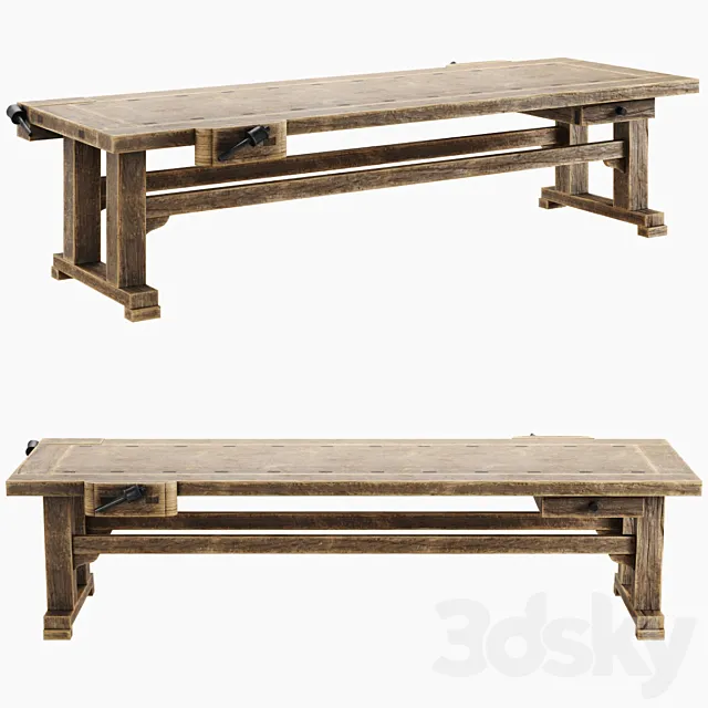 Wooden Workbench 3D Model