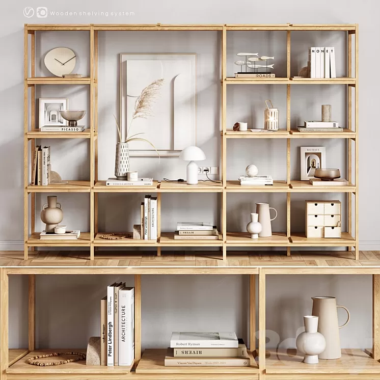 Wooden_Shelving_and_decor 3D Model Wooden_Shelving_and_decor 3D Model