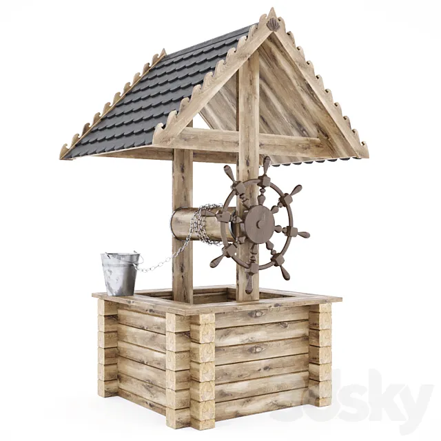 Wooden_Wishing_Well 3D Model
