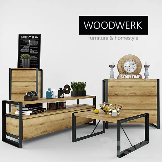 Woodwerk furniture series Cambridge1 3DModel