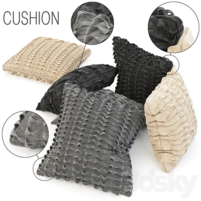 Wool cushions set 3DModel Wool cushions set 3DModel