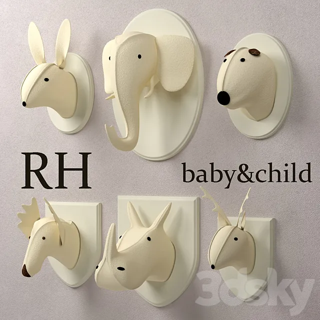 Wool Felt Animal Heads of Restoration Hardware 3DModel Wool Felt Animal Heads of Restoration Hardware 3DModel