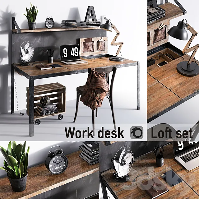 Work desk | Loft set 3D Model