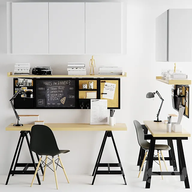 Work desk with decor 3DModel