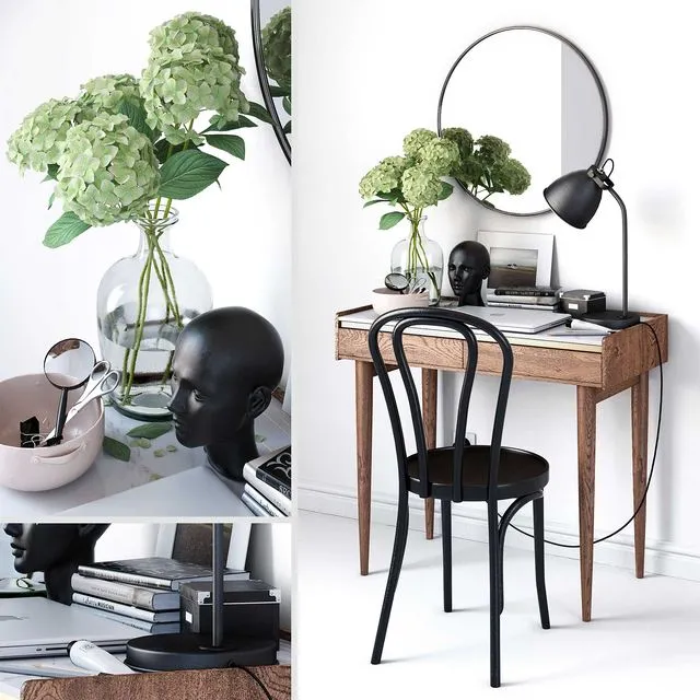 Working table furniture table chair vienna hydrangea 3D Model