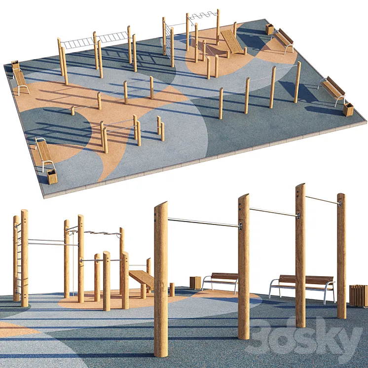 Workout sports ground. Playground 3D Model Free Download