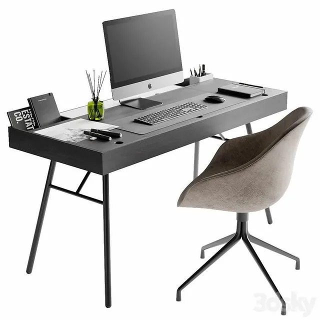 Workplace 002 with decor 3D Model Workplace 002 with decor 3D Model