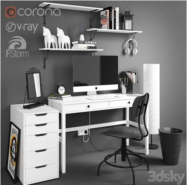 Workplace 003 (white color) 3D Model