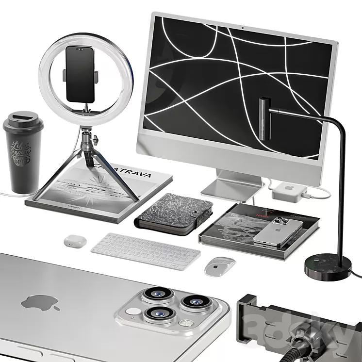 Workplace decor 051 3D Model Free Download