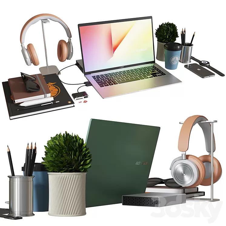 Workplace decorative set 1 3D Model