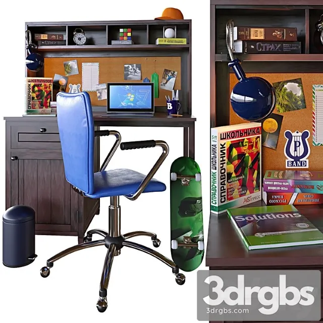 Workplace for a teenager 3D Model Download