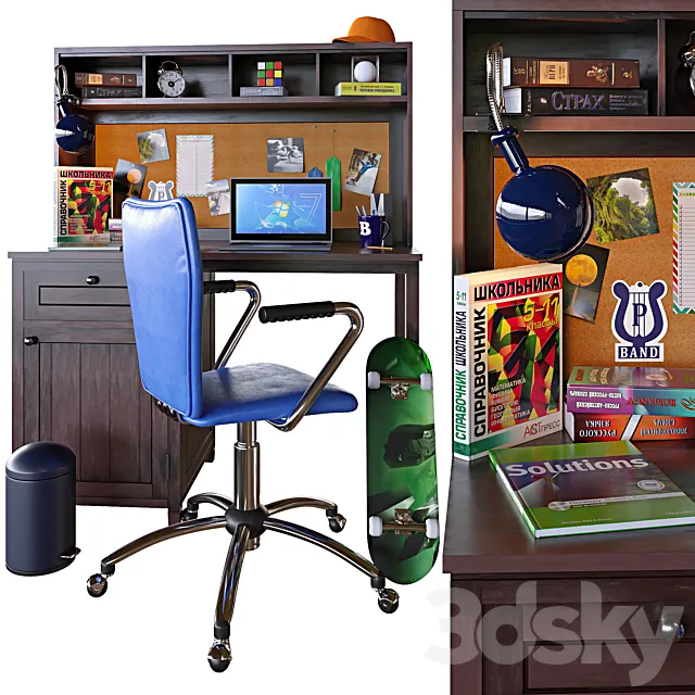 Workplace for a teenager 3DModel Workplace for a teenager 3DModel