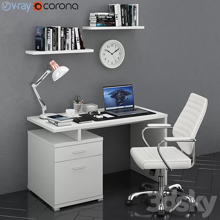 Workplace MacBook 3 3D Model