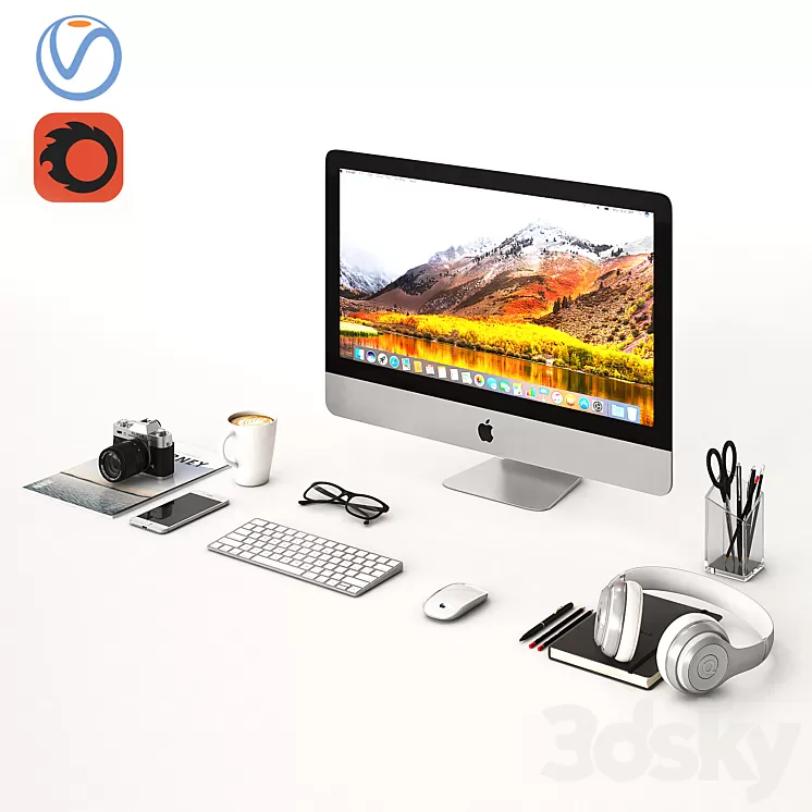 Workplace Silver IMac 3D Model