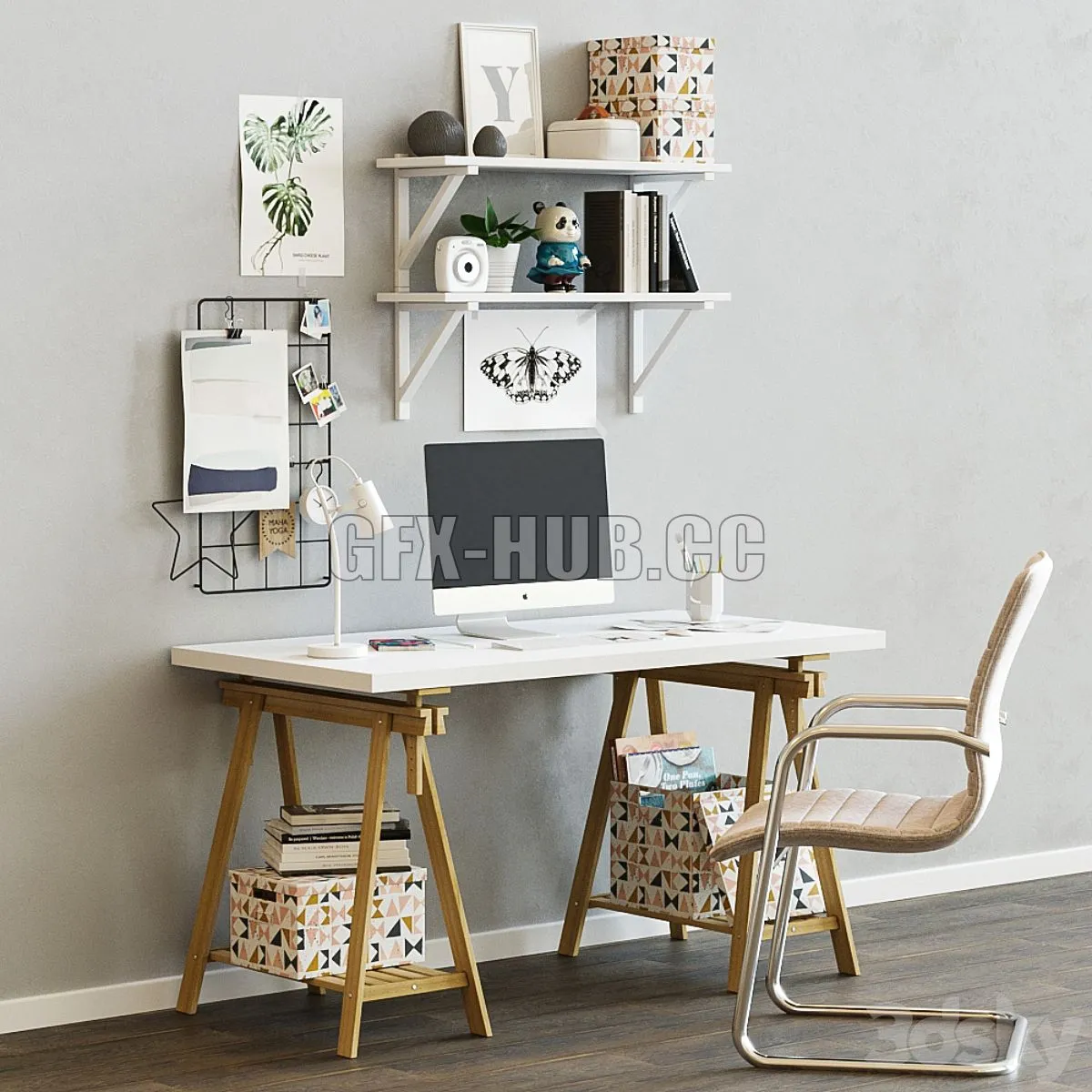 Workplace table ikea LINNMON  FINWARD 3D Model