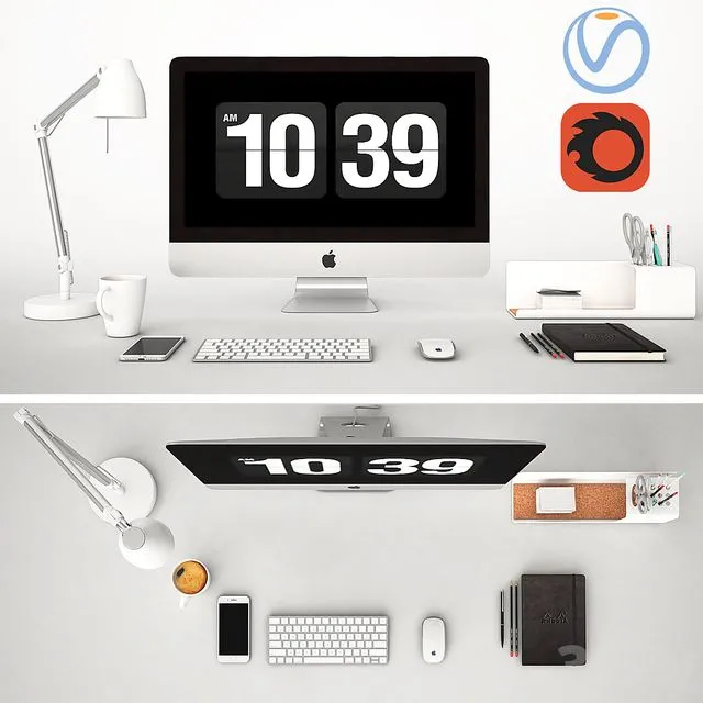 Workplace with IMac 3D Model Workplace with IMac 3D Model