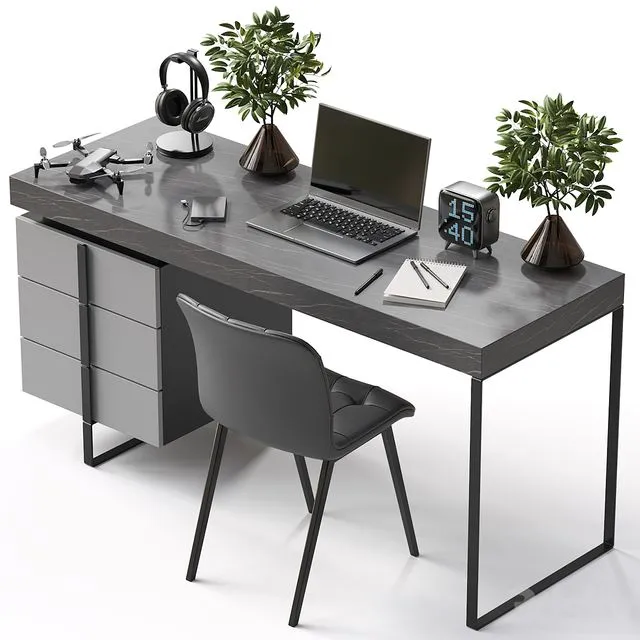 Workplace (with plants decor and electronics) 3D Model