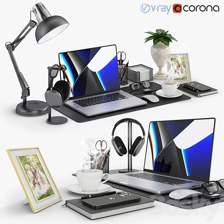 Workspace MacBook 6 3D Model Free Download