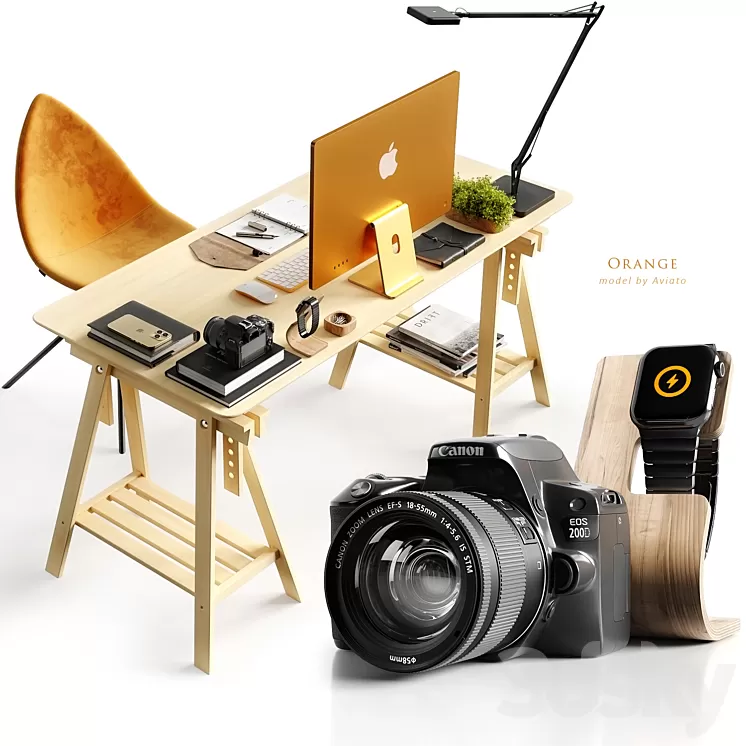 Workspace Orange 3D Model Free Download