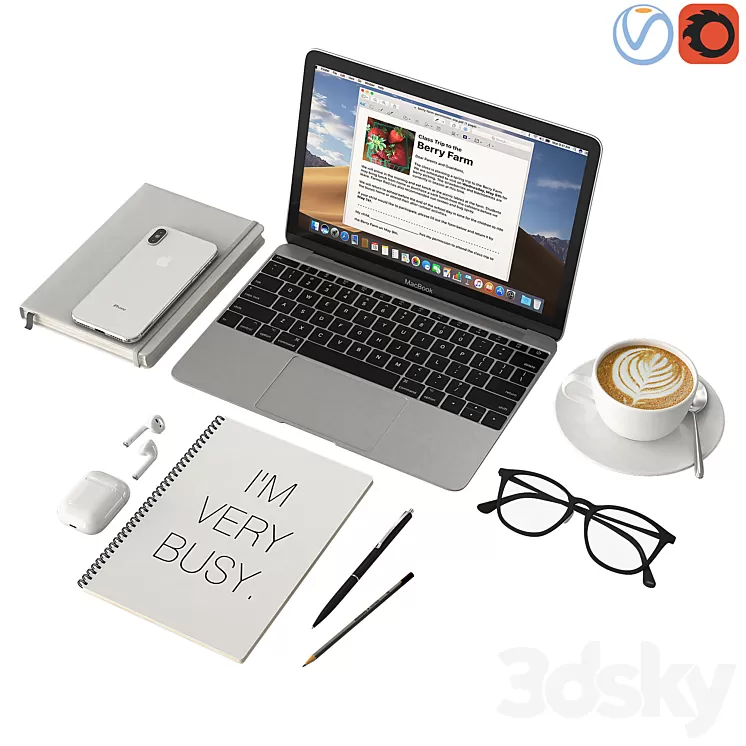 Workspace white 3D Model