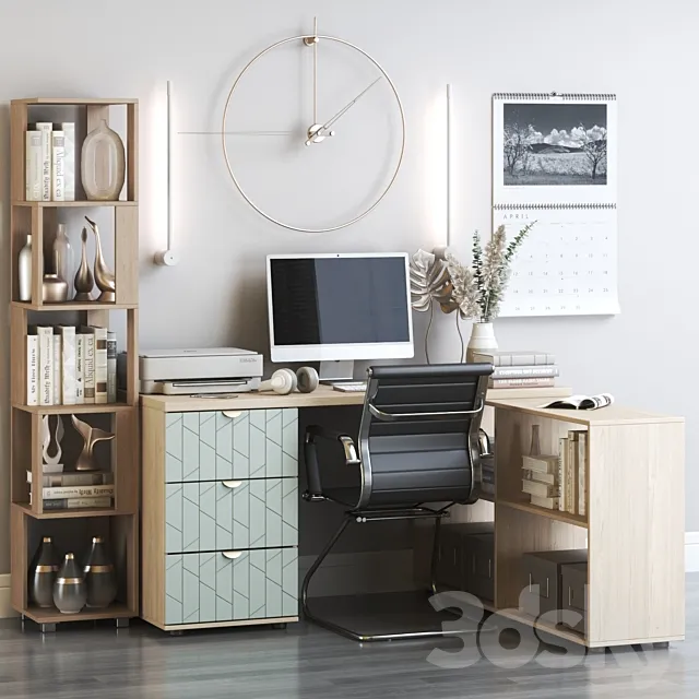 Workstation with corner desk Monblan 3D Model