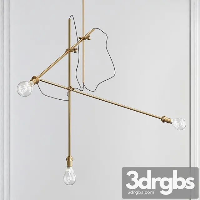 Workstead 3-arm brass chandelier 3D Model Download
