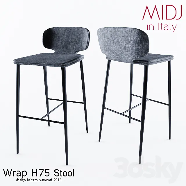 Wrap H75 Stool by MIDJ in Italy 3D Model