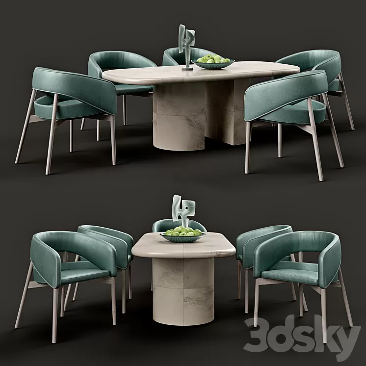Wrapped dinning table and Dino chair 3D Model Wrapped dinning table and Dino chair 3D Model