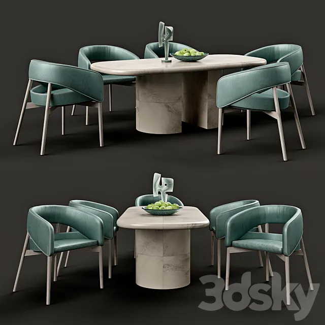 Wrapped dinning table and Dino chair 3DModel