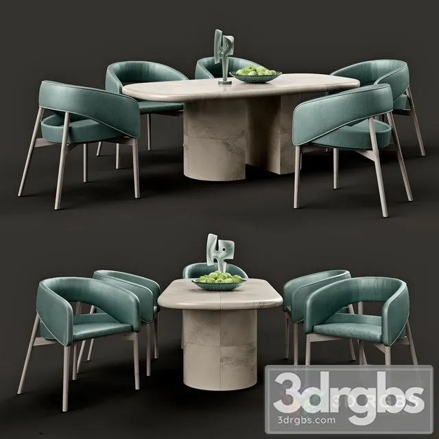 Wrapped Dinning Table Dino chair 3D Model Download