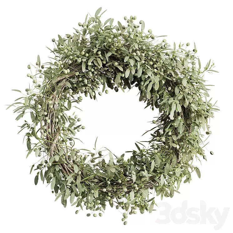 Wreath Set 16 – Olive 3D Model Free Download