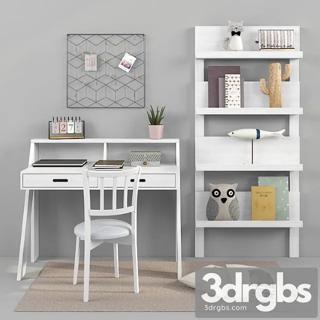 Writing desk and decor for a child 17 3D Model Download