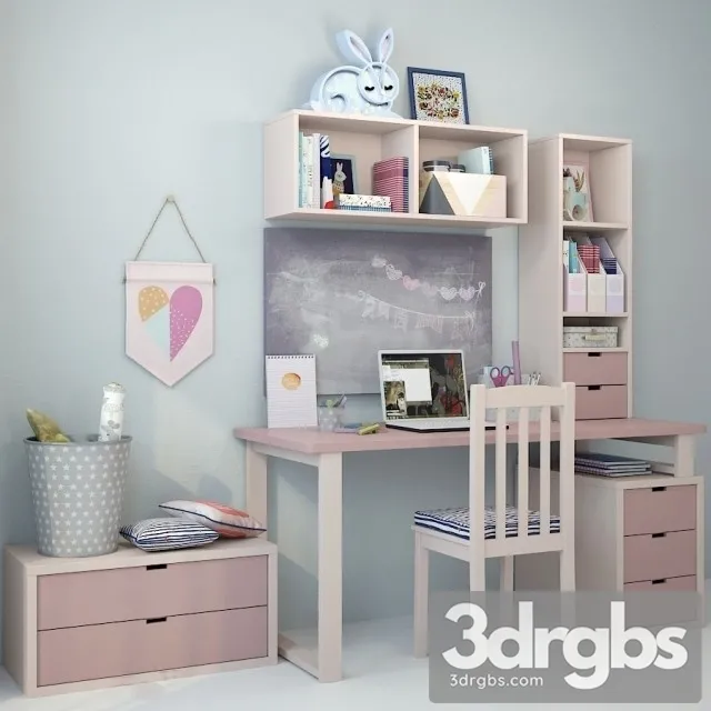 Writing Desk And Decor For A Child 5 3D Model Download Writing Desk And Decor For A Child 5 3D Model Download