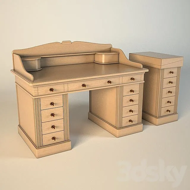 Writing desk C069B and Bizzotto Art cupboard Art: C062 3D Model
