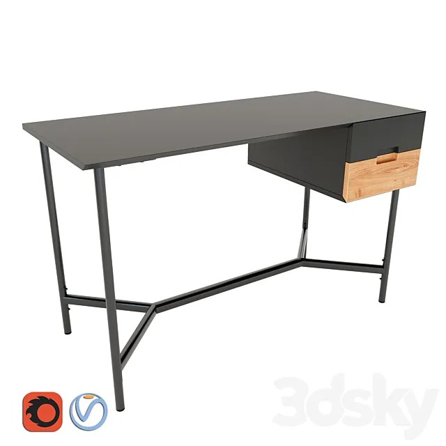 Writing desk with 2 drawers LORA 3DModel
