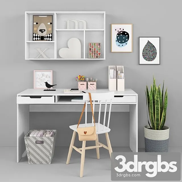 Writing-table and decor for a child 13 3D Model Download Writing-table and decor for a child 13 3D Model Download