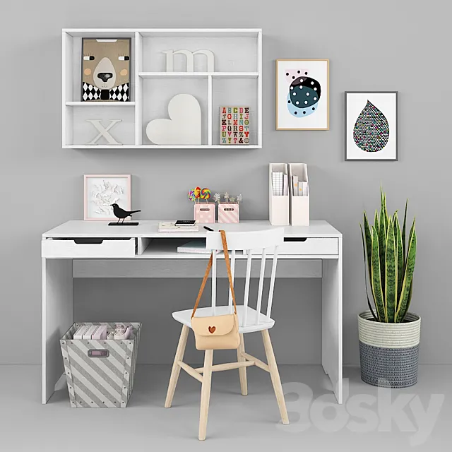Writing-table and decor for a child 13 3DModel