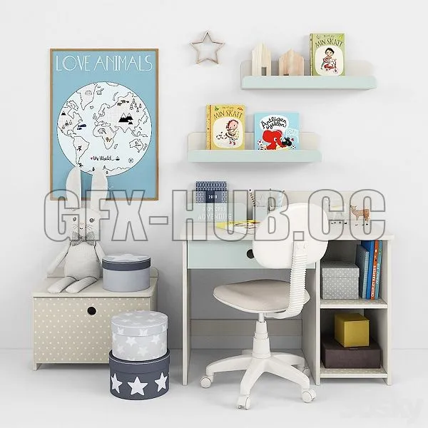 Writing Table and Decor For A Nursery 12 3D Model