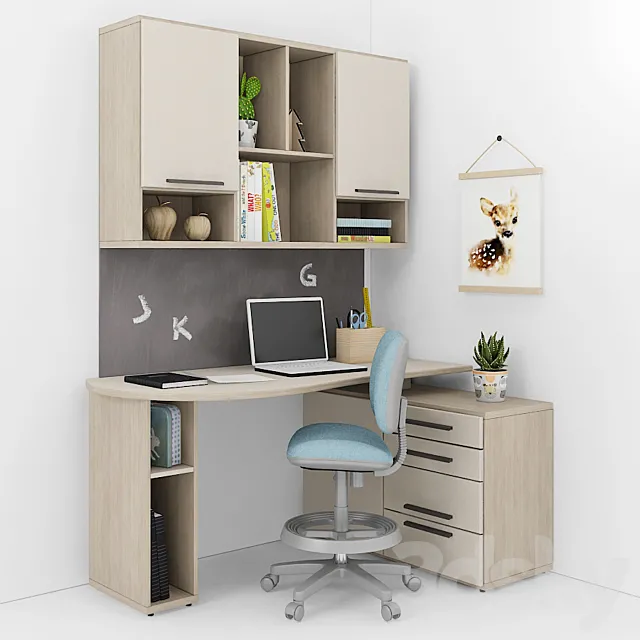 Writing-table and decor for a nursery 7 3DModel