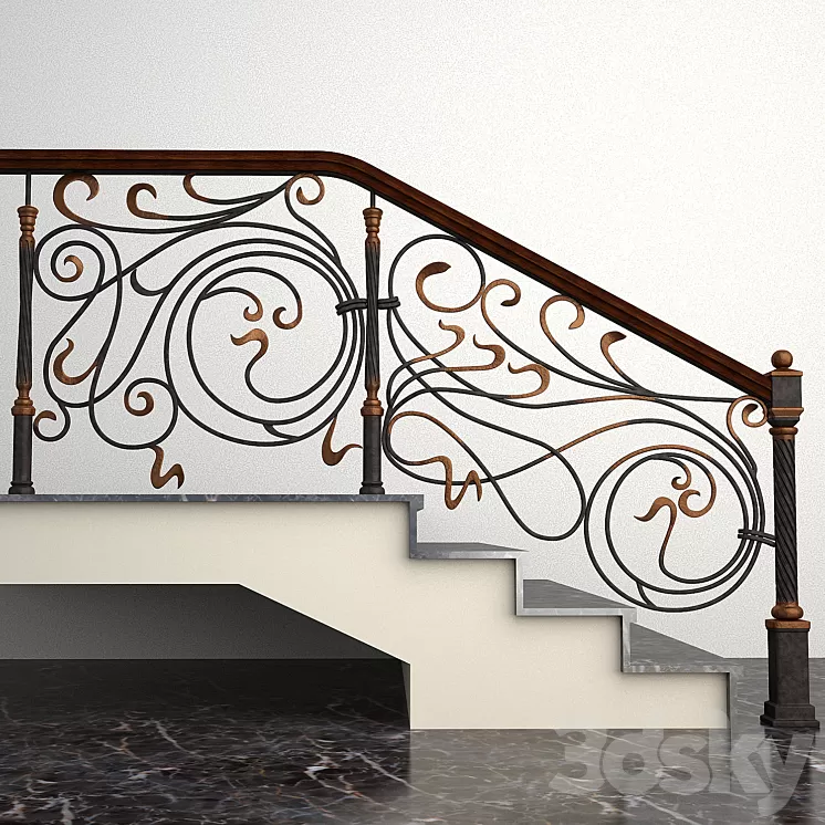 Wrought fence stairs 3D Model