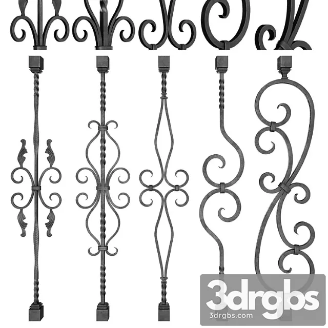 Wrought Iron Bundle No 2 Railing 3D Model Download