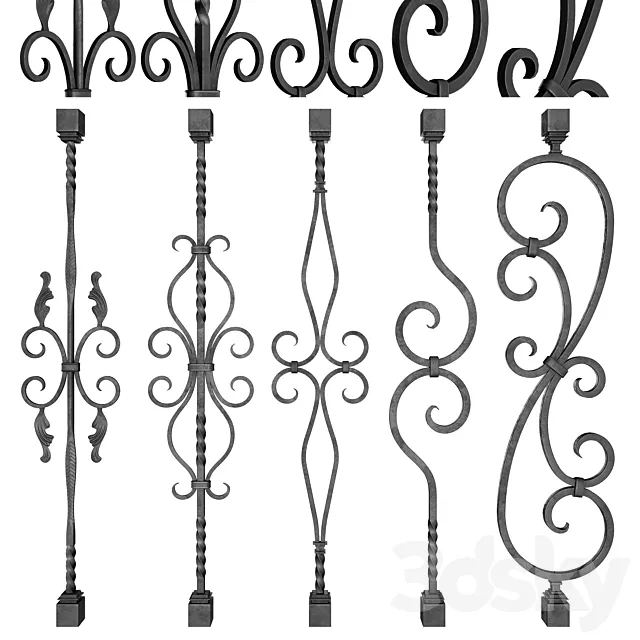 Wrought Iron Bundle No2 Railing 3DModel