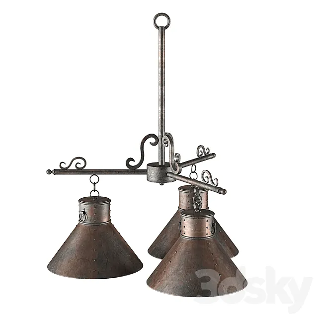 Wrought iron chandelier spanish hacienda 3D Model