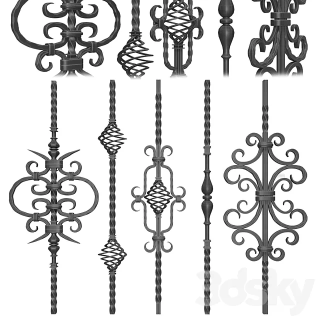 Wrought iron fence No.01 3D Model