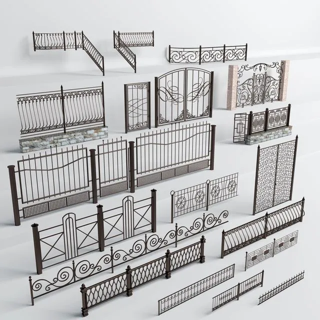 Wrought iron fences 3D Model Wrought iron fences 3D Model