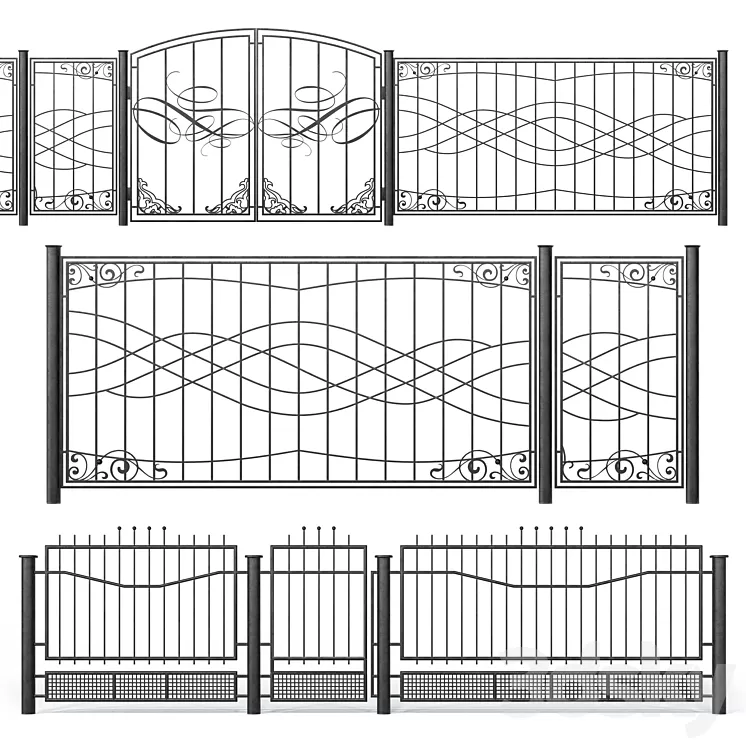 Wrought iron fences – Set 2 3D Model